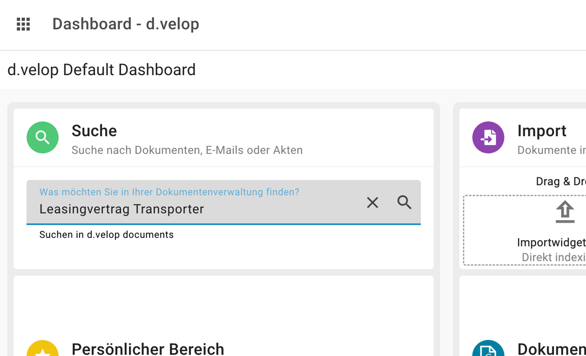 d.velop documents: Suchmaske mit Volltext- und Metadatensuche