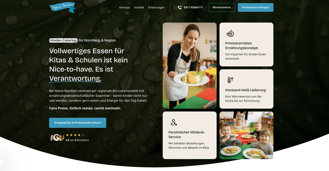 Bild von der Webseite von Mario Bambini - L.A. Catering GmbH Co. KG