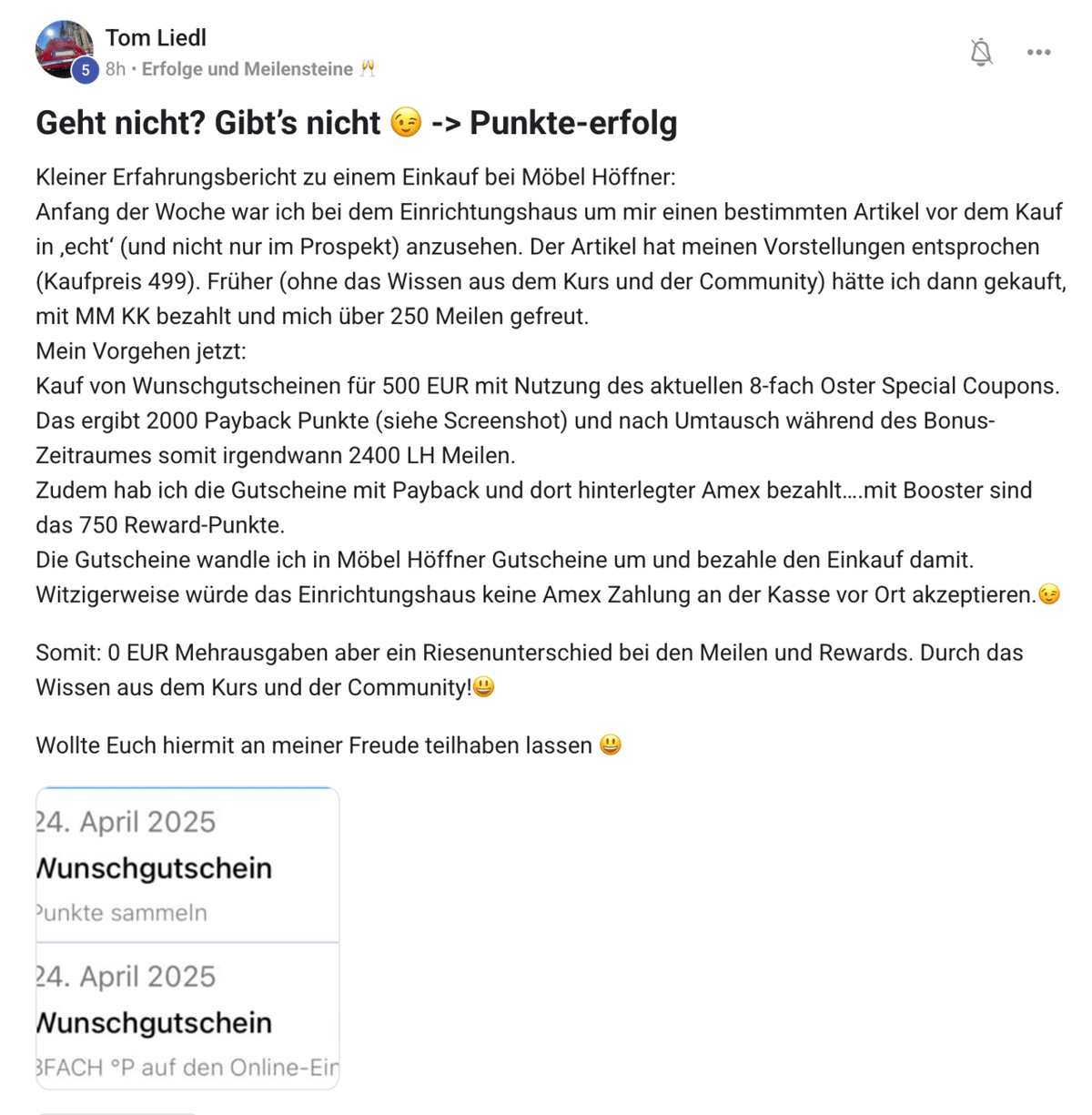 Community-Bewertung Screenshot 9 — Erfahrungsbericht Meilenweit Voraus