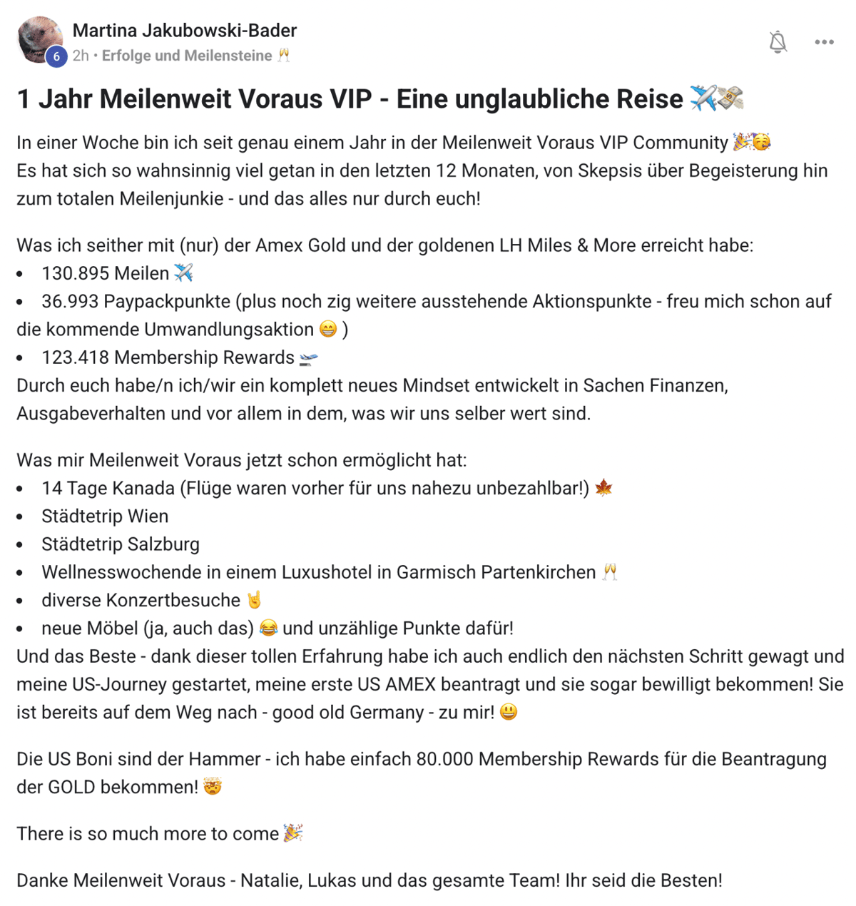 Community-Bewertung Screenshot 8 — Erfahrungsbericht Meilenweit Voraus