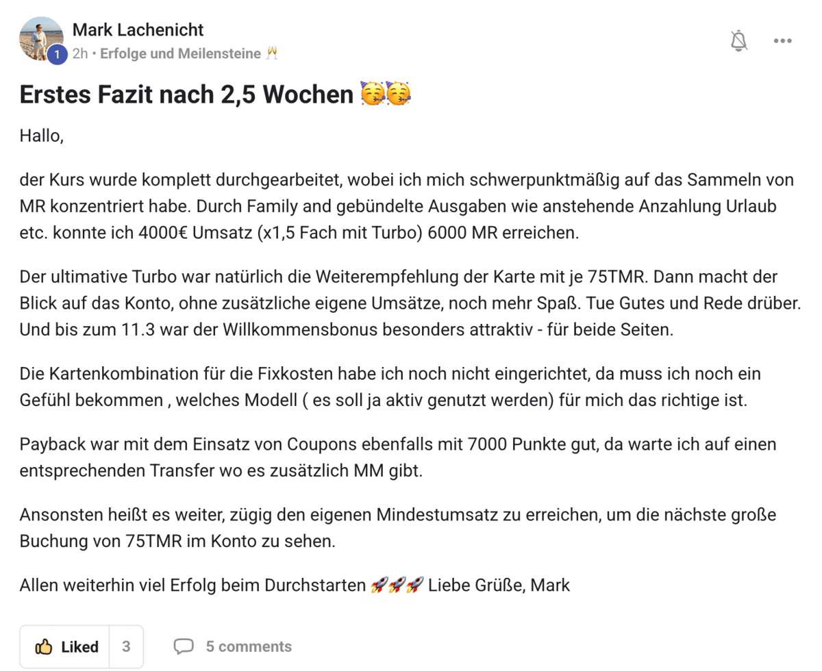 Community-Bewertung Screenshot 12 — Erfahrungsbericht Meilenweit Voraus