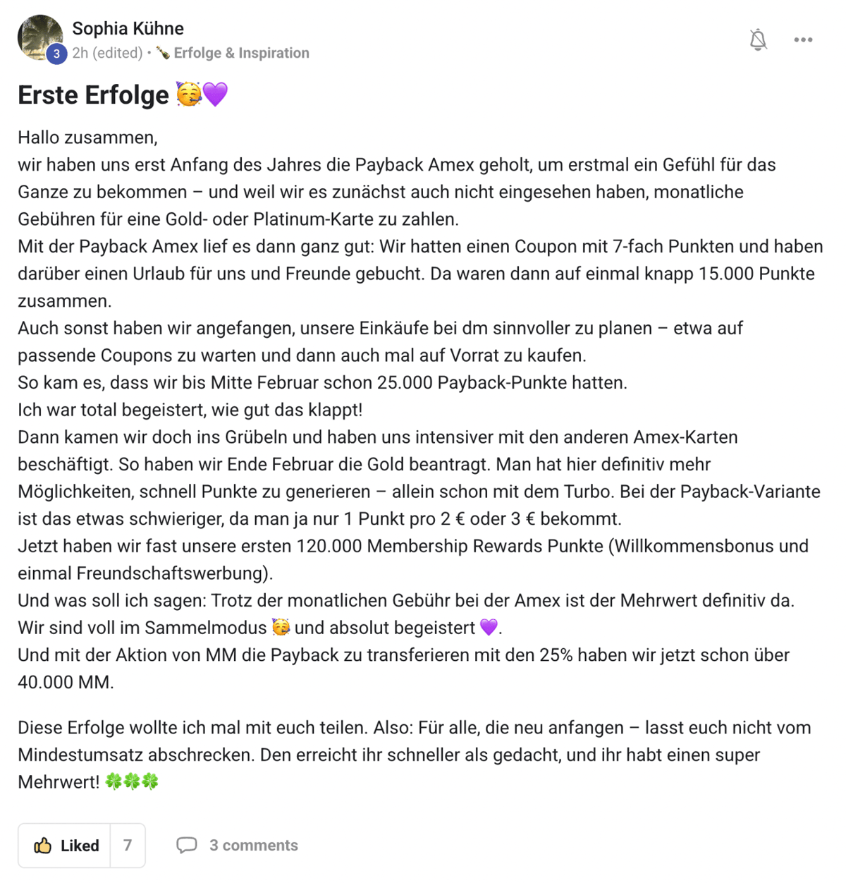 Community-Bewertung Screenshot 2 — Erfahrungsbericht Meilenweit Voraus