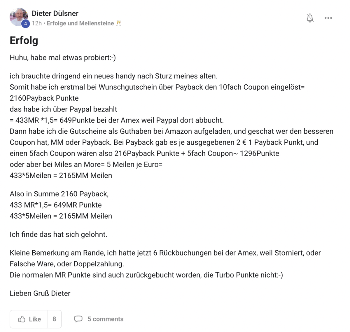 Community-Bewertung Screenshot 1 — Erfahrungsbericht Meilenweit Voraus