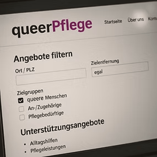 Die allererste Version, entstanden während der Pandemie, um queere Nachbarschaftshilfe zu organisieren.