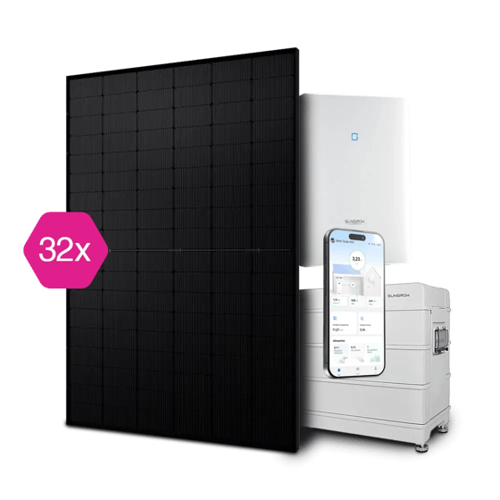 Solar Max Komplettanlage mit ca. 15 kWp, 32 Modulen und 10 kWh Speicher
