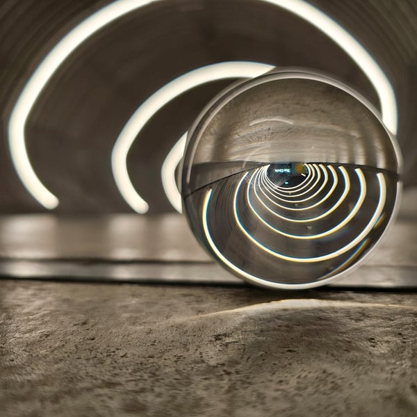 Lichttunnel als abstrakte Spirale, Handyfoto