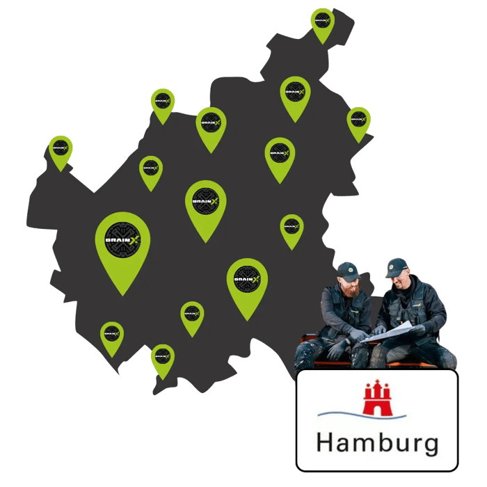 Einsatzgebiet Dichtheitsprüfung Hamburg – DrainX Bezirkskarte