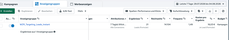Werbeanzeigenmanager Screenshot
