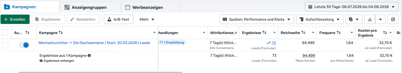 Werbeanzeigenmanager Screenshot