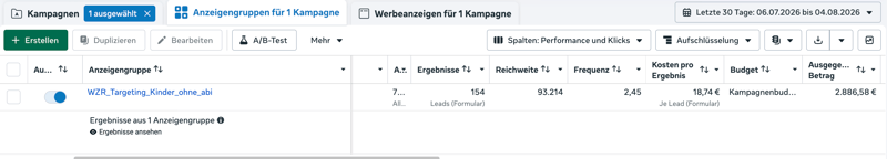 Werbeanzeigenmanager Screenshot