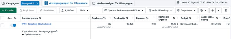 Werbeanzeigenmanager Screenshot