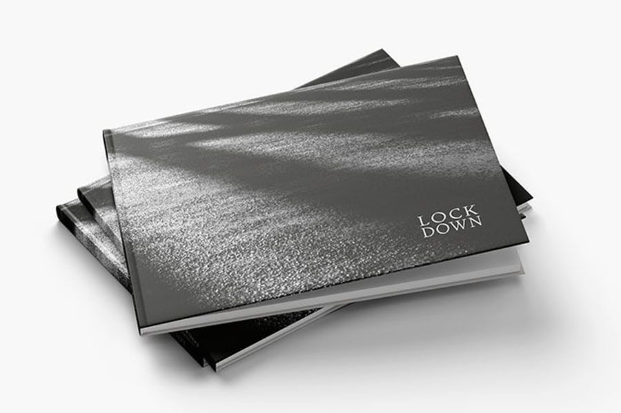 Corona-Fotobuch LOCKDOWN von Alex Lörtscher, Hardcover im Querformat 205 mal 150 Millimeter