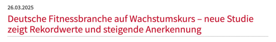 Schlagzeile: Deutsche Fitnessbranche auf Wachstumskurs, neue Studie zeigt Rekordwerte und steigende Anerkennung