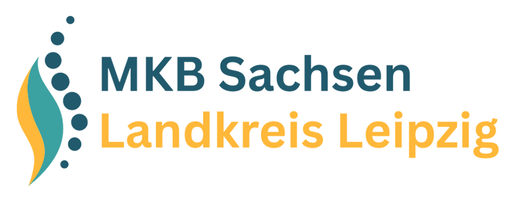 Logo: "MKB Sachsen Landkreis Leipzig" in Blau und Gelb auf dunkelgrünem Hintergrund, links daneben ein stilisiertes Blatt.