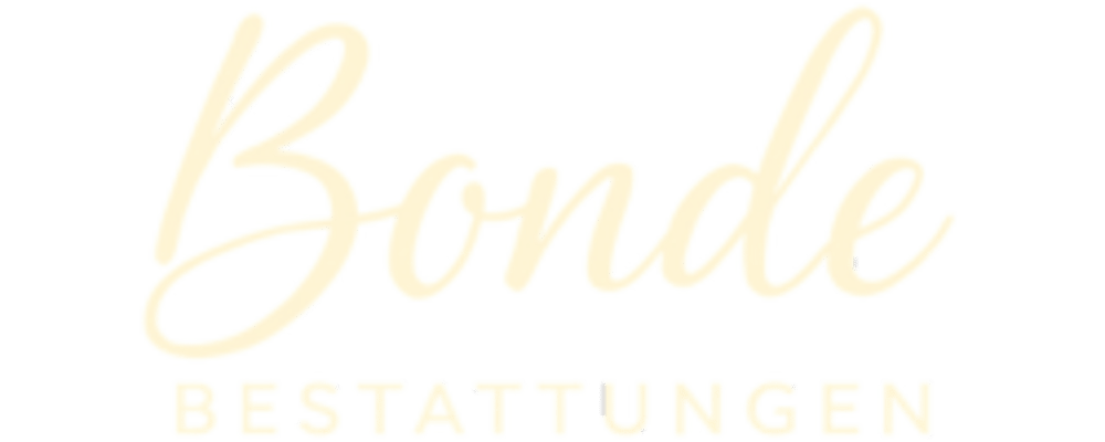Logo: Bonde Bestattungen in hellgrüner Schrift auf dunkelgrünem Hintergrund.
