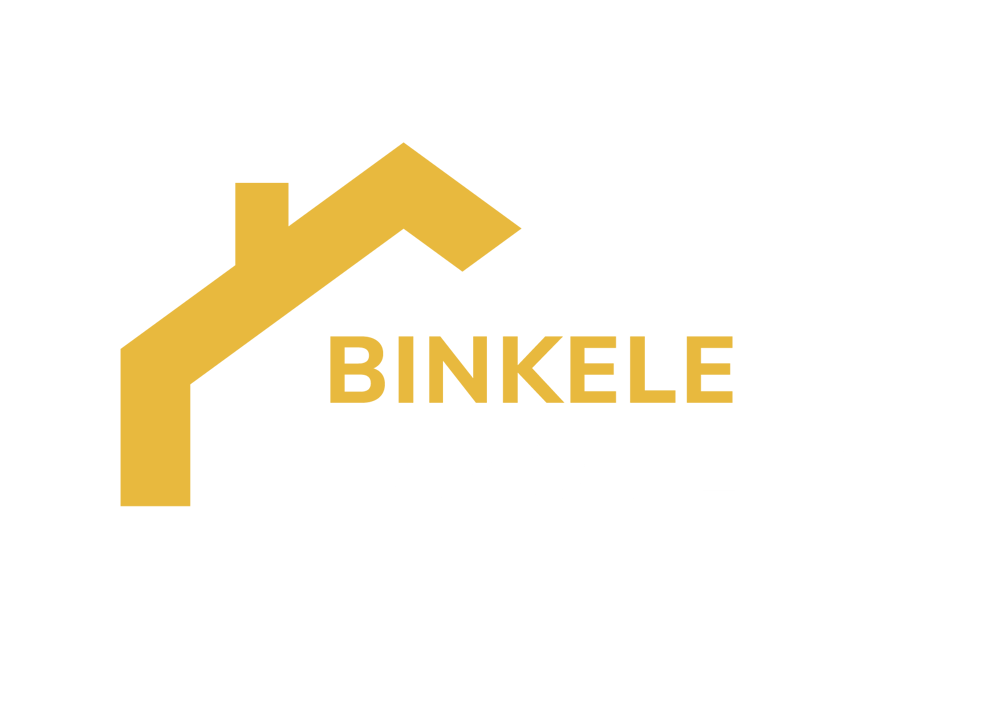 
Logo von Binkele Immobilien mit weißer Hauskontur auf schwarzem Hintergrund.