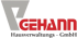 Logo von GEHANN Hausverwaltungs-GmbH mit stilisiertem grauen "G" und rotem Text.