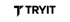 Dunkelblauer Schriftzug „TRYIT“ auf schwarzem Hintergrund.