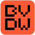 Black pixelated text "BY OW" on a reddish-orange square background.