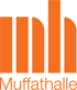Orangefarbenes Logo mit vier vertikalen Balken und dem Text "Muffathalle" darunter.