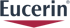 Eucerin Logo mit dunkelblauem Text und einem roten Dreieck darunter, auf grünem Hintergrund.