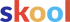 „Skool“-Logo mit bunten Buchstaben: Blau „S“, Rot „k“, Gold „oo“, Hellblau „l“.