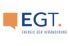 Orangefarbenes Sprechblasen-Symbol neben dunkelblauer Schrift "EGT." und kleinerem Text "ENERGIE DER VERÄNDERUNG".
