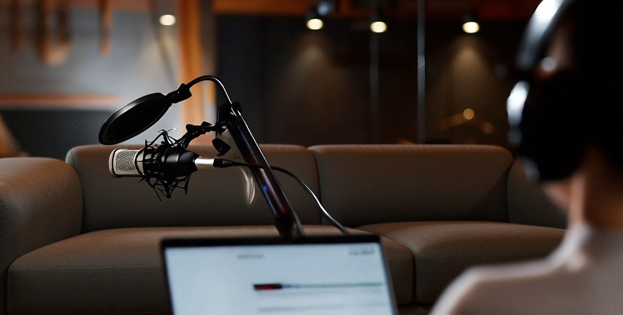 Ruhige Studioaufnahme aus dem Podcast-Studio
