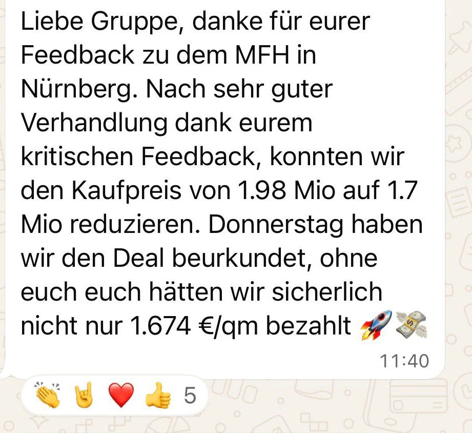 WhatsApp-Nachricht: Persönliches Feedback zum Mentoring von Michael und Rajko