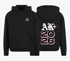 Schwarzer Hoodie mit rosa "AK 2026" Logo auf der Brust und großem "AK 2026" Schriftzug auf dem Rücken.