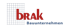 Logo: Rotes "brak" mit blauem "Bauunternehmen" und einem grauen Gitter im Hintergrund.