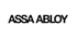 Weißer ASSA ABLOY Schriftzug als Outline auf schwarzem Hintergrund.