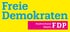 Yellow banner with "Freie Demokraten" in blue, and "Stadtverband Mayen FDP" in white on a pink rectangle.