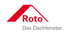 Roto Logo mit rotem Dachsymbol und dem Text "Das Dachfenster".