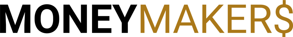 Das Wort „MONEYMAKERS“ in Großbuchstaben, wobei „MONEY“ schwarz und „MAKERS“ orange ist, mit einem Dollarzeichen als S.