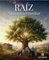 RAÍZ Sistémica Familiar. Familia de pie frente a un árbol grande con raíces expuestas y un sol brillante.