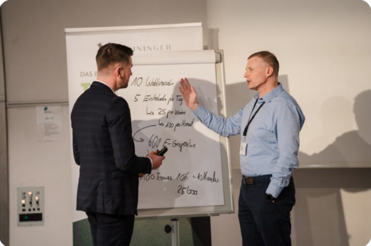 Flipchart-Session mit Teilnehmer