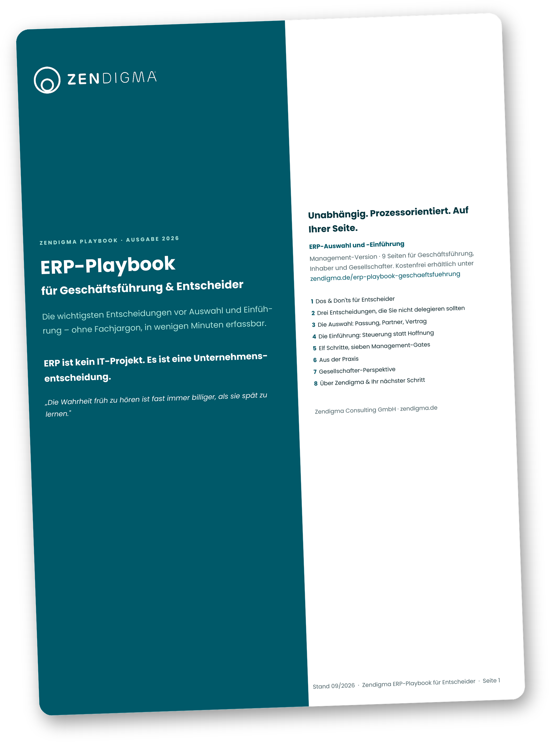 Titelseite des ERP-Playbooks für Geschäftsführung und Entscheider