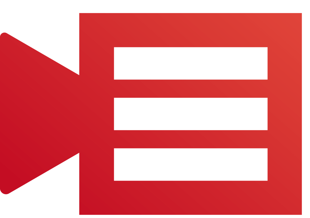 Rotes Kamerasymbol mit drei horizontalen Linien.