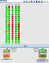 A software interface displays five vertical columns of green and red blocks, labeled 1-5, with percentages.