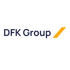 DFK Group-Logo mit dunkelblauem Text und einem gelben Schrägstrich.