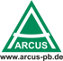 Grünes Logo mit großem weißem "A" und dem Wort "ARCUS", darunter "www.arcus-pb.de".