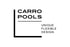 Logo von Carro Pools mit dem Slogan Unique Flexible Design in schwarzer Schrift auf wei ßem Hintergrund.