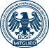 Ein dunkelblaues Logo mit einem Adler, umgeben von Text "BUNDESVERBAND DEUTSCHER SACHVERSTÄNDIGER UND FACHGUTACHTER e.V." und "BDSF MITGLIED".
