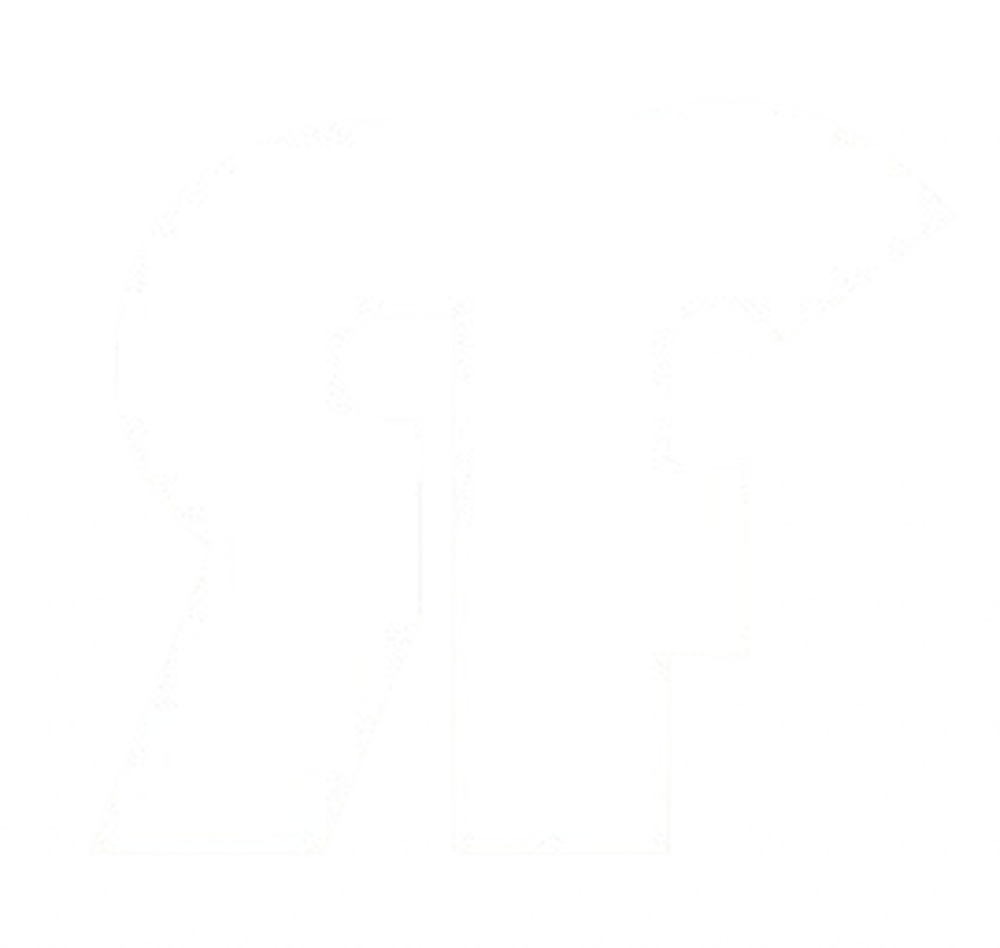 Weißes Logo mit den stilisierten, kombinierten Buchstaben r und f auf schwarzem Hintergrund.