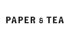Schwarzer Text „PAPER & TEA“ auf weißem Hintergrund.