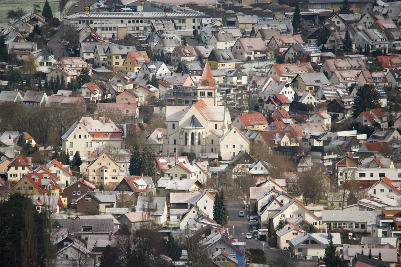 Winterliche Ansicht von Waldstetten im Ostalbkreis