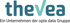 thevea Logo in Blau mit hellgrünem V und dem Untertitel Ein Unternehmen der opta data Gruppe.