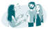 Illustration von Pädagogin im Gespräch mit Eltern 