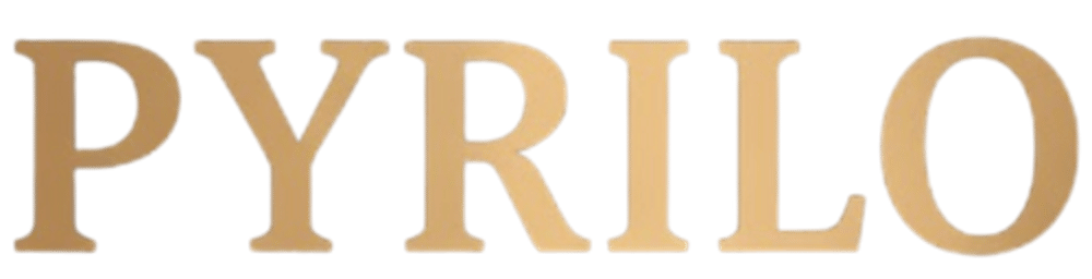 PYRILO logo – high-quality organic products brand logo in gold